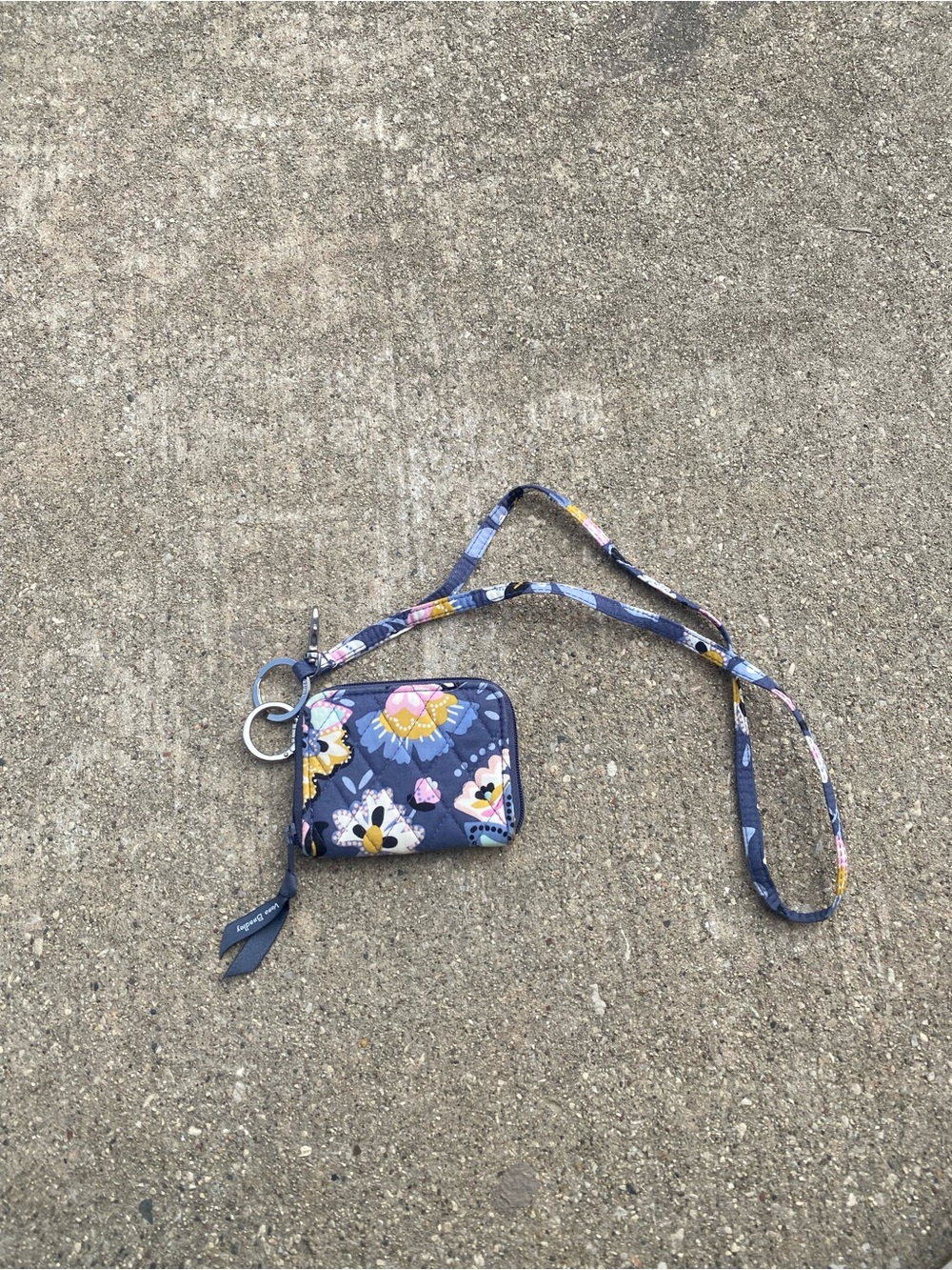Vera Bradley Navy Floral Lanyard Keychain Wallet
